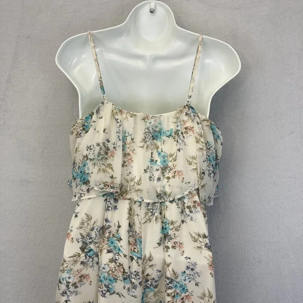 Disney‎ Cinderella Floral Maxi Dress Womens Medium Chiffon Sleeveless High Low